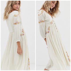 Free People Day Glow Embroidered Midi Dress